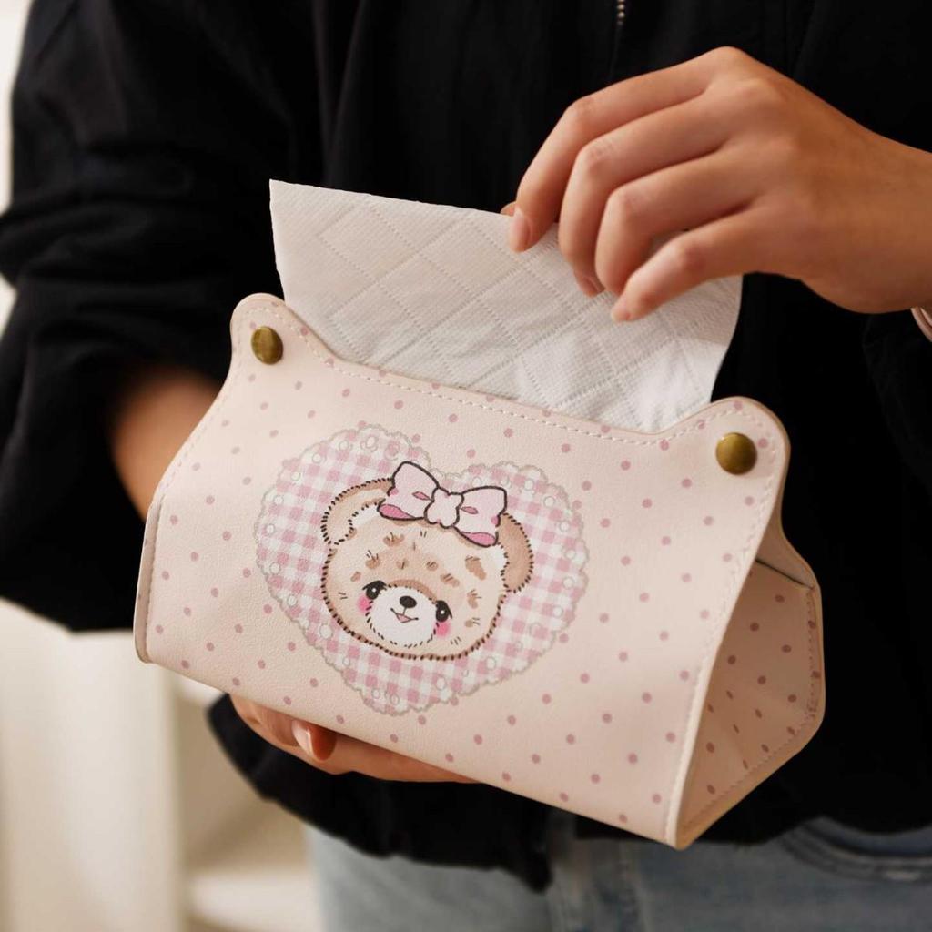 Creative Leather Cartoon Tissue Box with Cat & Dog Print for Home & Car Use