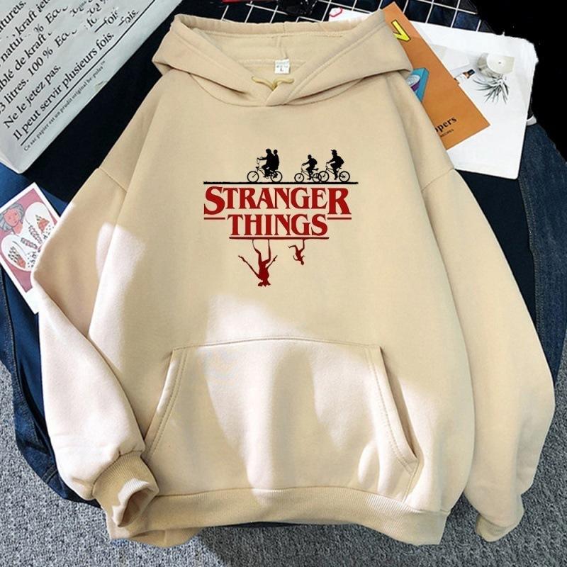 Stranger Things Print Pullover Hoodie Fleece Jacket Sweatshirt Unisex Loose Warm Hooded Top