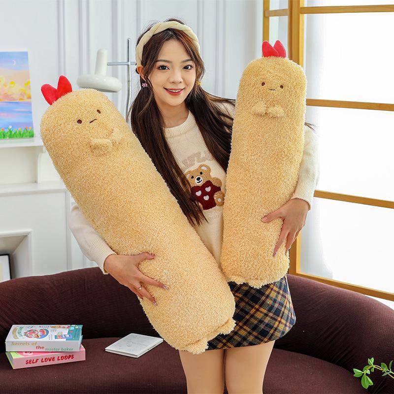 Tempura Shrimp Plush Pillow - Cute Long Dorm Bed Buddy