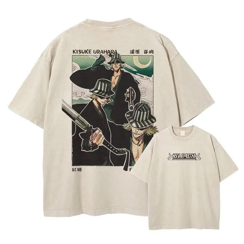 

Bleach Gin Ichimaru Manga Panel Washed T-Shirt, Unisex Anime Streetwear Oversized Tee, 100% Cotton Casual Short Sleeve Top XXXL рожевий