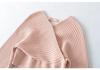 Women's One-Shoulder Long Sleeve V-Neck Waist-Cinching Knit Sweater - Slimming Ribbed Off-the-Shoulder Top