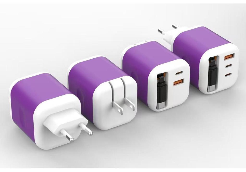 PD 40W Fast Charging Retractable Charger: Gallium Nitride, Dual A+C Port, Multifunction, Visible Charge Indicator.