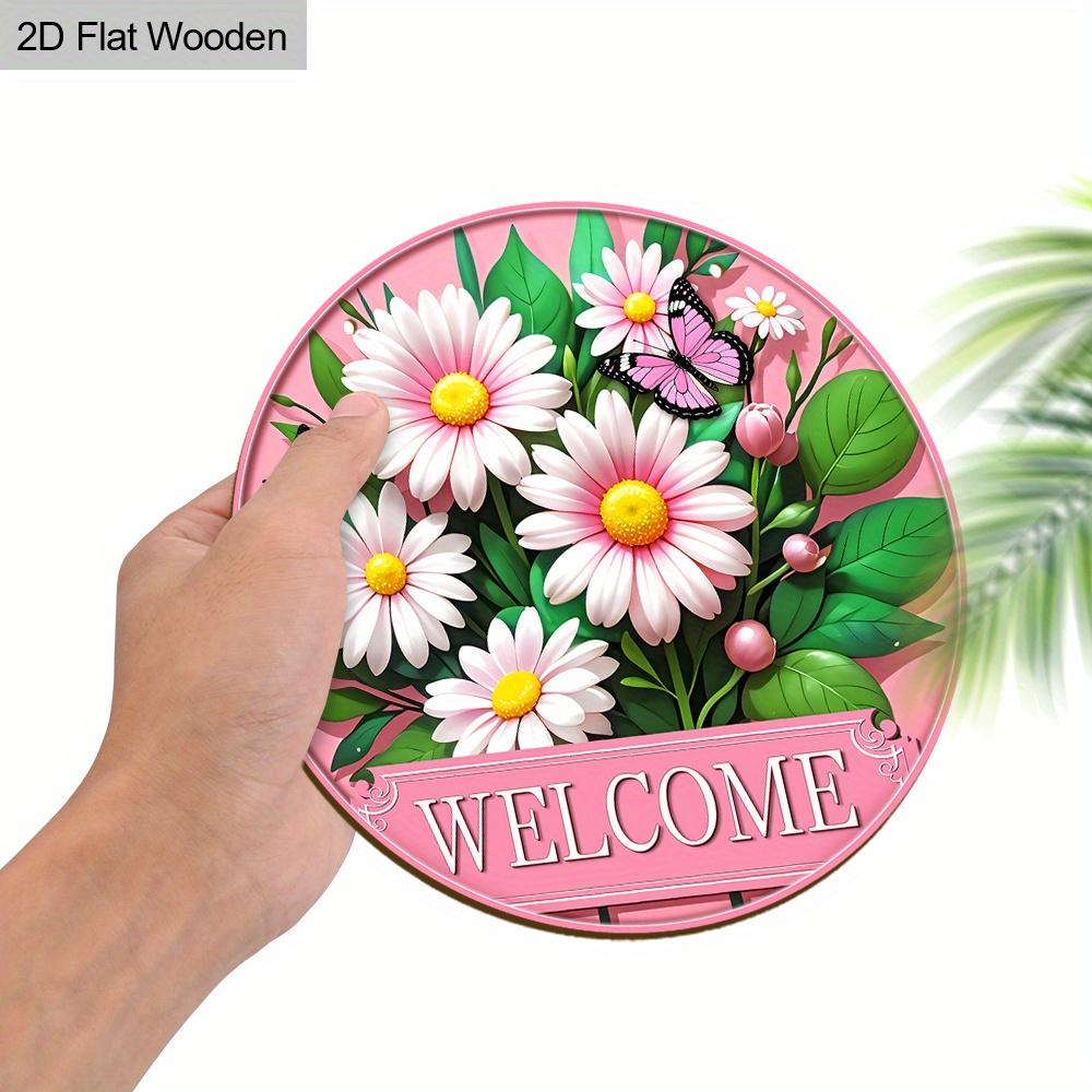 Daisy Pink Wooden Sign for Garden Decor - Charming Decorative Plaque for Home, Office, Yard, Porch Decor