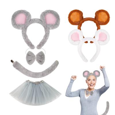 Kinder Mäusekostüm Zubehör Set Mausohren Stirnband Schwanz Tutu Tier Kostüm-Set für Halloween Cosplay Party