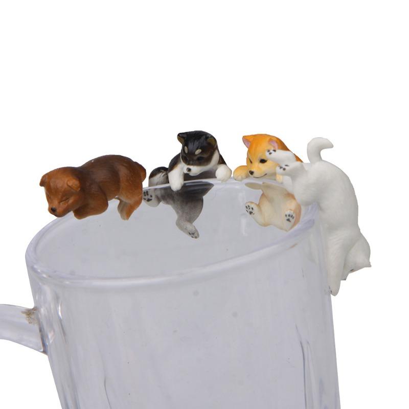 Realistic Warm-colored Super Cute Shiba Inu Seaweed Ball Cup Garden Landscape Figurine Cup Rim Figurine