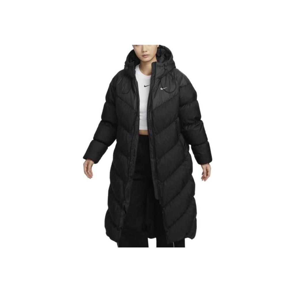 Nike Comfortable Long Versatile Down Jacket Women Outerwear Black HF7894-010
