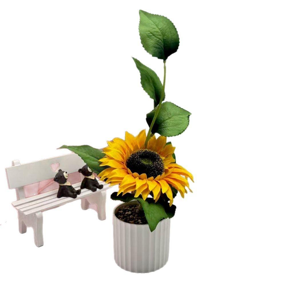 Green Simulated Sunflower Plant Bonsai For Indoor And Decoration Outdoor