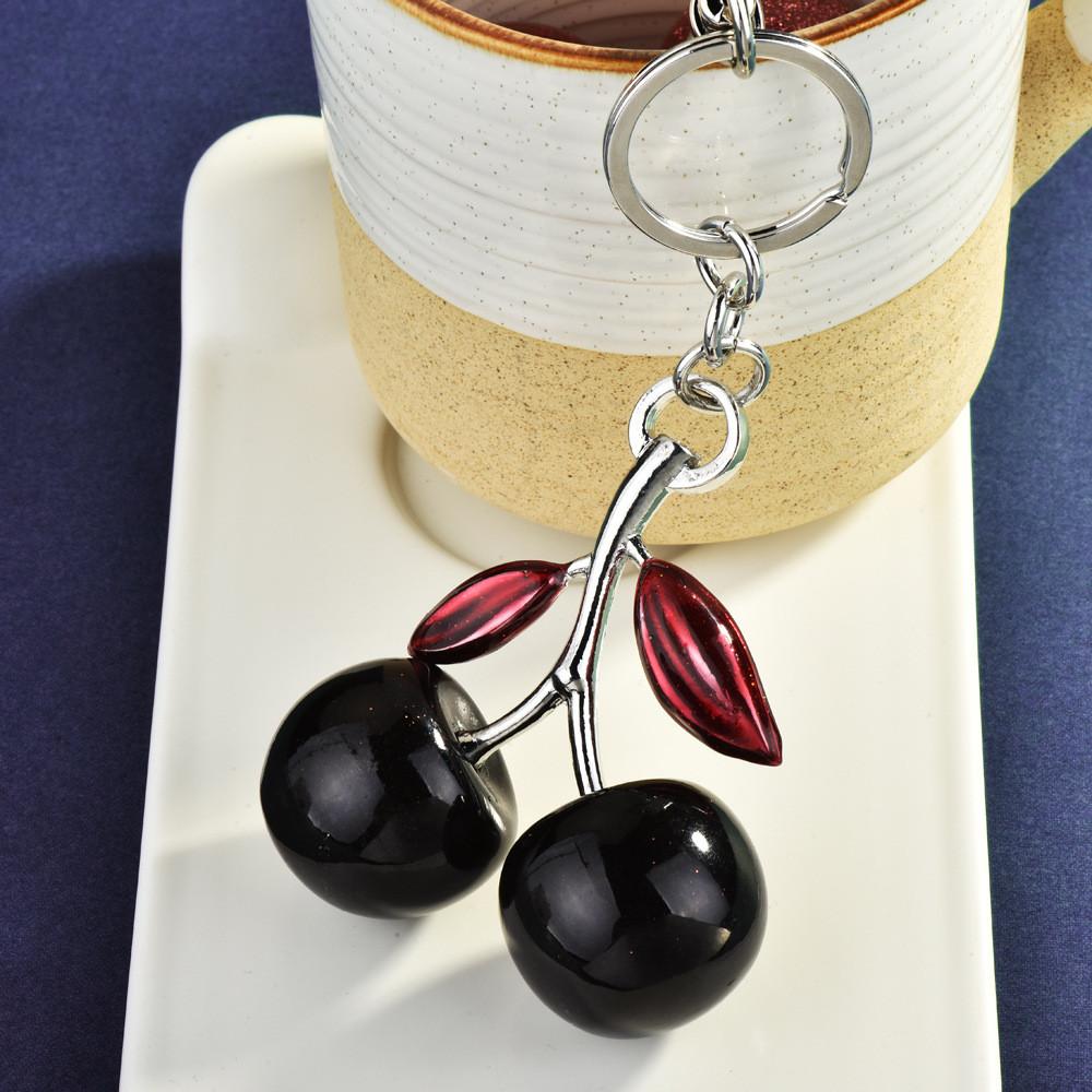 Cherry Keychain Bag Charm With Metallic Electroplating For Fashionable Car Accessories