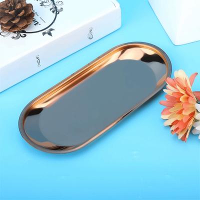 Rustless Steel Towel Tray Oval Outline Storage Tray Decorative Look Display Dish Fruit Nut Storage