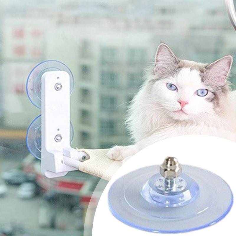 Cat Hammock Suction Cup PVC Cat Perch Screw Suction Cups Foldable Cat Window Perch with 4 Strong Suction Cups Clear Sucker Pads