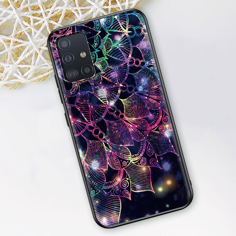 Mandala Sunflower Mandala Fall für Samsung Galaxy A51 A12 A21s A71 A52 A31 A32 A02s A72 A11 A41 A22 A01 Schwarz weiche Telefon Abdeckung
