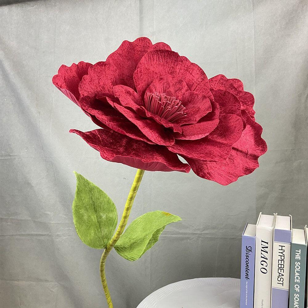 Giant Simulation Velvet Peony Flowers Red Rose Flower Head New Artificial Fake Flower