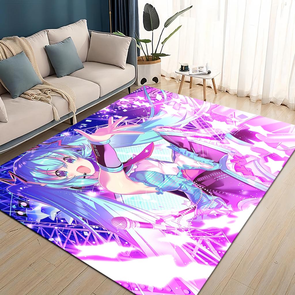 3D M-MIKUS Music VOCALOID Cartoon Girl Rug Carpet for Living Room Bedroom Home Decor,kids Play Non-slip for Sofa Doormat