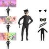 Miraculous Geschichten von Ladybug Cat Noir Kinderkostüm mit Elasthan für Anime-Rollenspiel