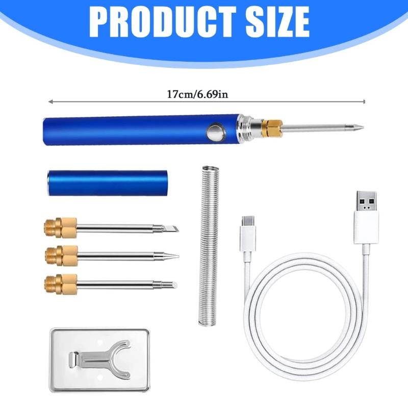 Comfortable Wooden Handle Soldering Iron Featuring Four Gear Temperature Control USB Charging Rapid Heating Lightweight Design