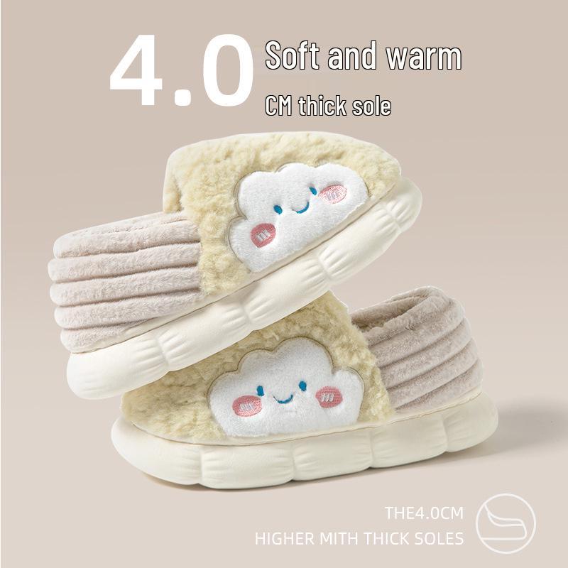 Women s Winter Plush Bear Slippers: Cozy Cotton, Closed Heel, Thick Sole 36-37 (Fits 35-36)