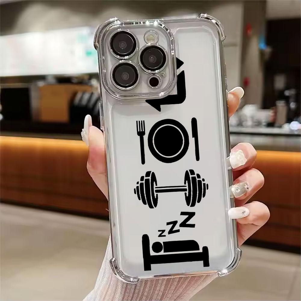 Eat Sleep Train Lift Phone Case for iPhone 17E 11 13 15 16 17 Pro Max 14 Plus 17Air 16E 12 Pro 17Pro Soft Shockproof Clear Cover