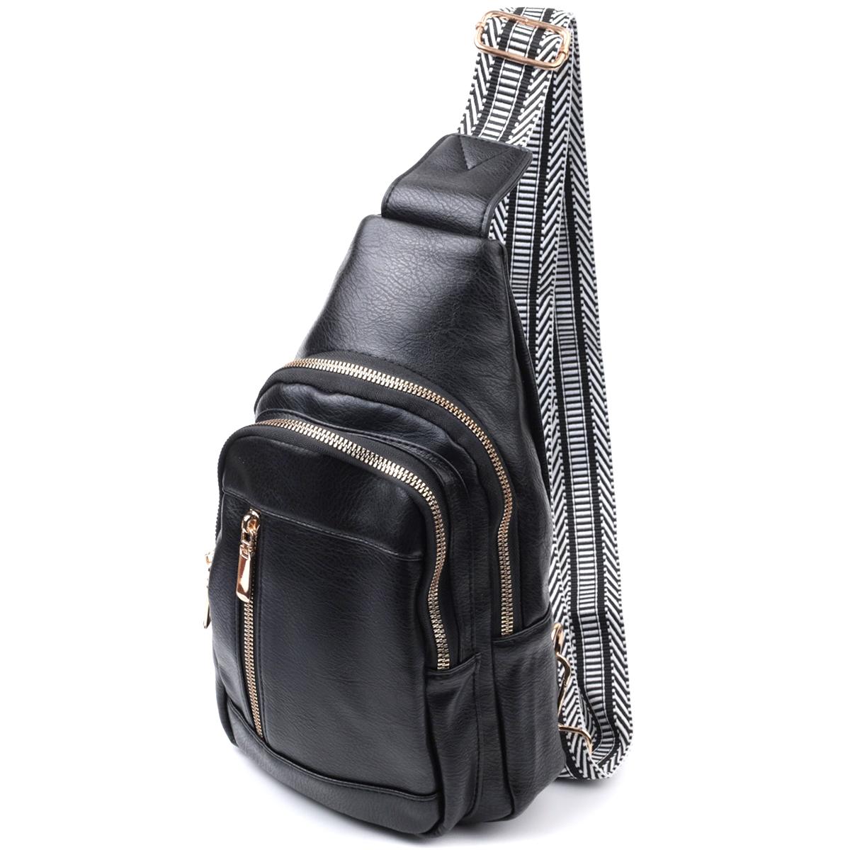 

Практичная сумка-слинг для женщин из экокожи VINTAGE Bag 22748 Черный