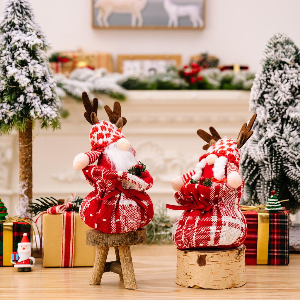 Christmas Kids Delightful Decoration With Reindeer Antlers Gift Bag And Playful Plushie Rudolph