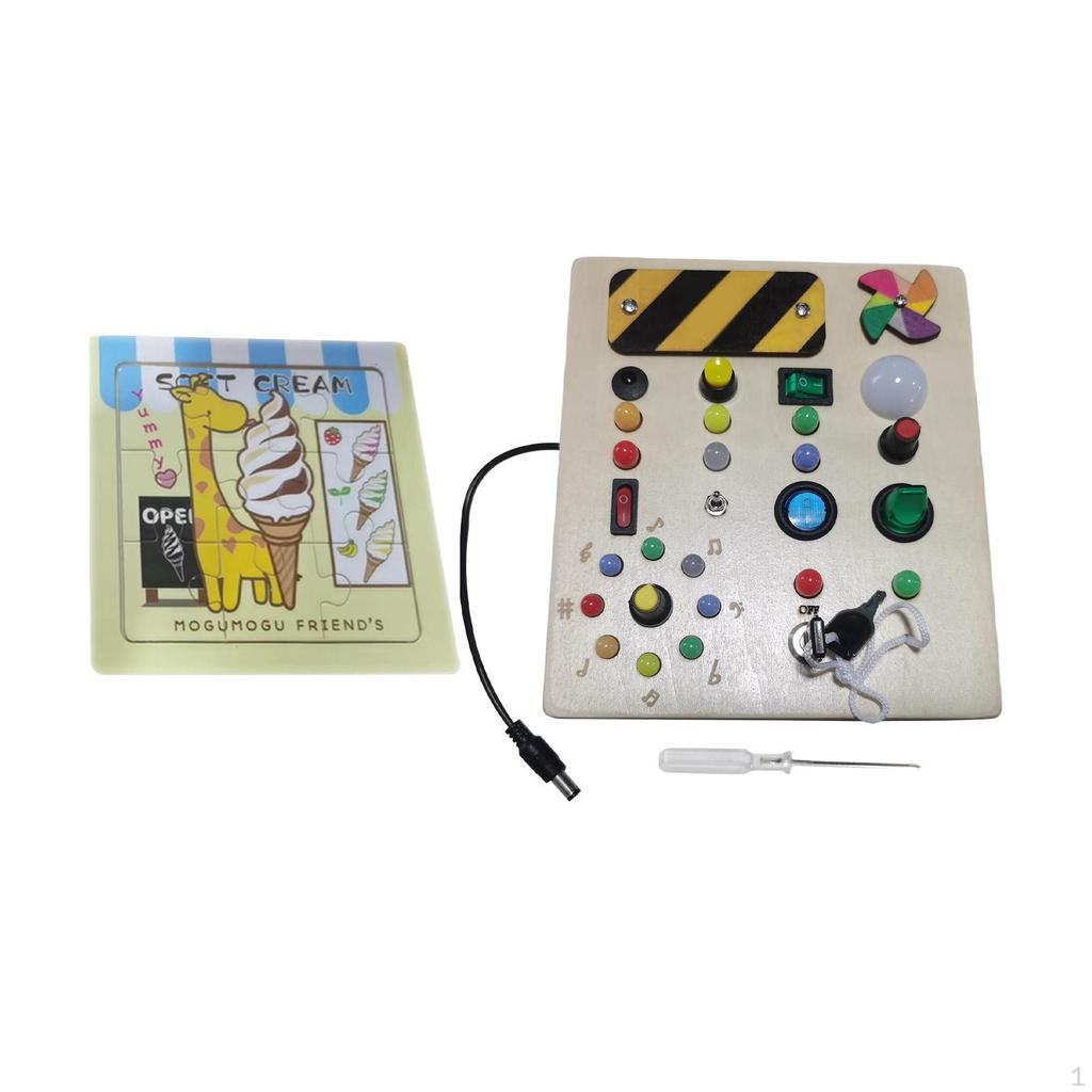Light up Busy Board Sensory Montessori Toy Switch for Activities Boys Girls
