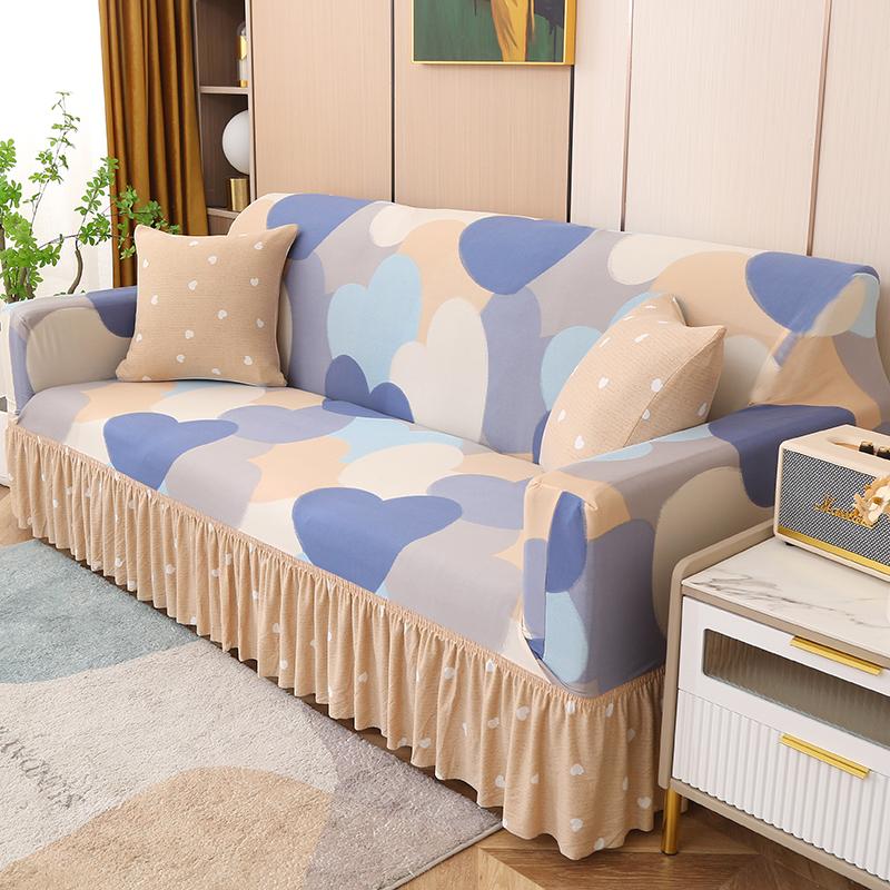 Printed Sofa Cover Stretch Couch Covers Patterned Slipcovers With Skirt Washable Spandex Furniture Protector For Living Room