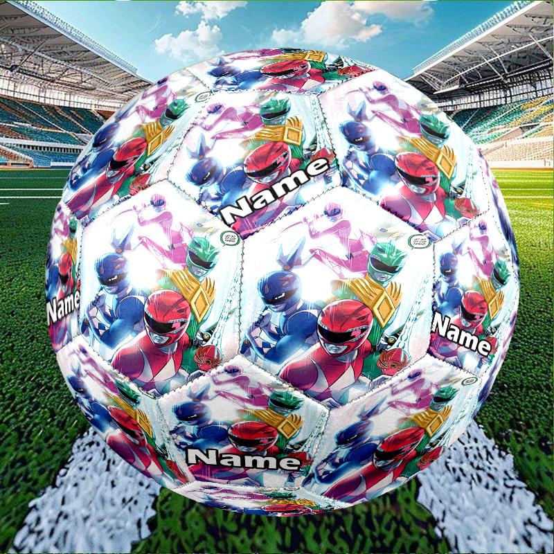 Custom Name Personalized Mighty Morphin Power Rangers-A Print Size 5 Soccer Ball Training & Match Football, for Team, Kicking, Gift for Football Enthu