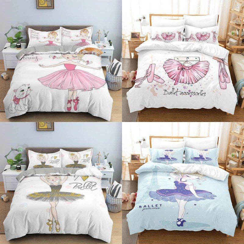 

Three-Piece 3D Digital Ballet Girl Print Polyester Bedding 70 * 133 two-piece set