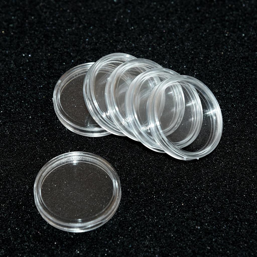 100pcs Coin Box 27mm Capsules Case Clear Collectible Collection Container Display Organizer Storage Accessories