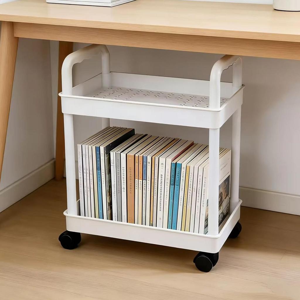 Rolling Storage Cart 2 Tier Cabinet Mobile Stand with Wheels Craft Cart for Home Kitchen Bathroom Pantry Laundry Garage
