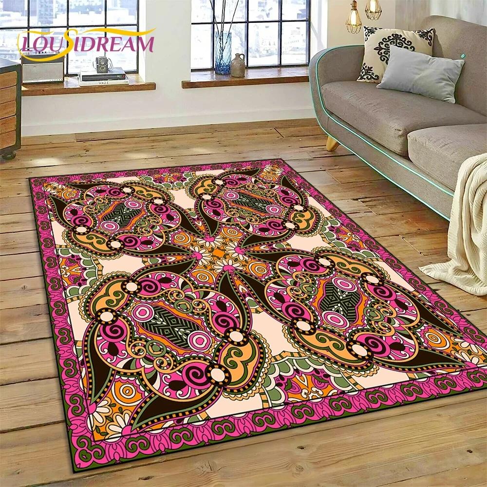 3D Turkey Persian Bohemian Mandala Flower Koberec do ložnice Obývací pokoj Domácí Dekorace na pohovku,Děti Large Decor Floor Mat