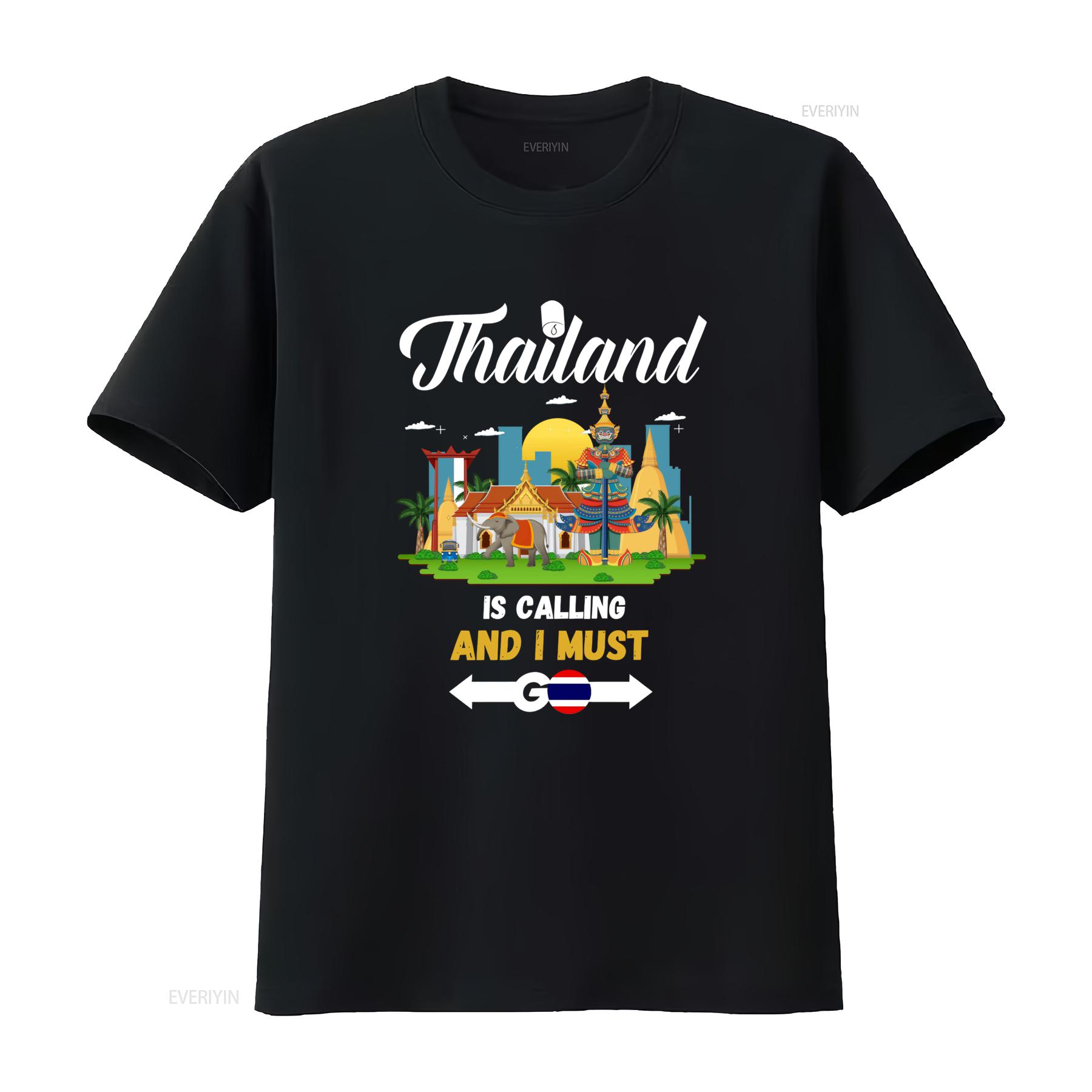 

Thailand Is Calling And I Must Go Bangkok T Shirt Phuket Travel Backpacker Pattaya Chiang Mai Chaing Rai Themed vintage 4XL