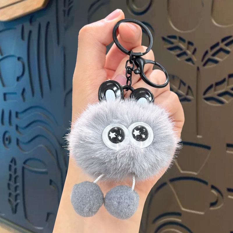 Starry Eyes Rabbit Plush Keychain – Cute Portable Doll Pendant for Girls