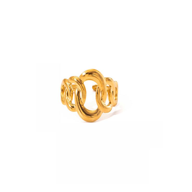 Modischer Nischen-Titanstahl-High-End-Metallring für Damen, nicht verblassend, mit übertriebenem Design und verstellbarer Öffnung für Accessoires