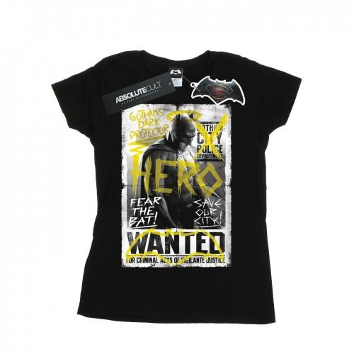 DC Comics Womens/Ladies Batman v Superman Wanted Poster Cotton T-Shirt