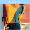 Stilvolle Damen-T-Shirts Langarm Rundhals Patchwork Pullover Slim Fit Damenoberteile