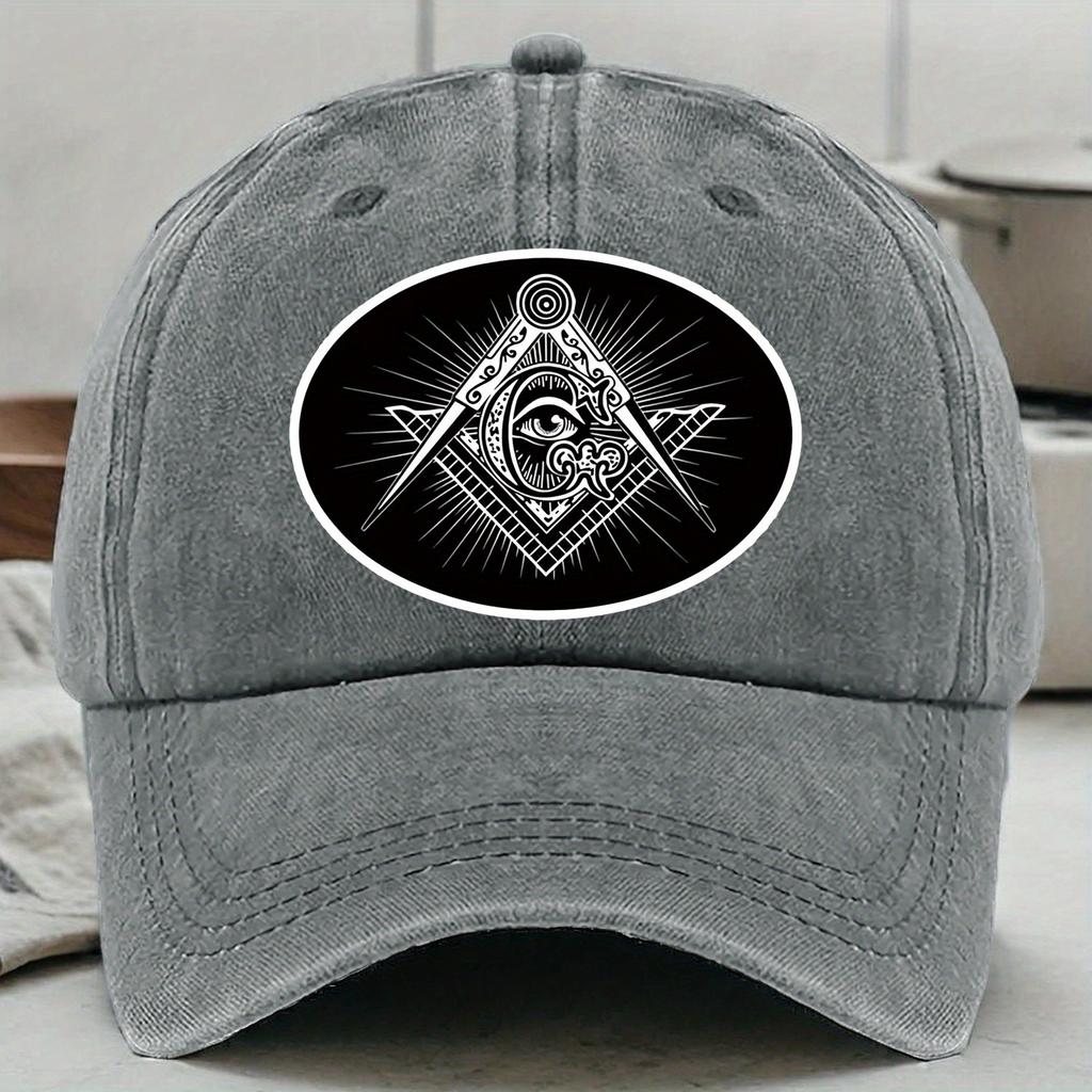 Freemason Seeing Eye Symbol Print Adjustable Baseball Cap Lightweight Washable Hat Suitable for Casual Themed Events