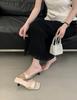 French temperament high-heeled cool slippers wear one-word square head open-toed minimalist style fine-heeled sandals women