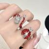 Red Seven-Star Ladybug Dragon-Shaped Enamel Dripping Open Ring Set Female Niche Design Personalized Index Finger Ring