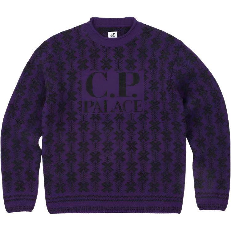 Palace X C.P.Company Ambswool Knit Purple Sweater Unisex Purple Black P23CPKW002