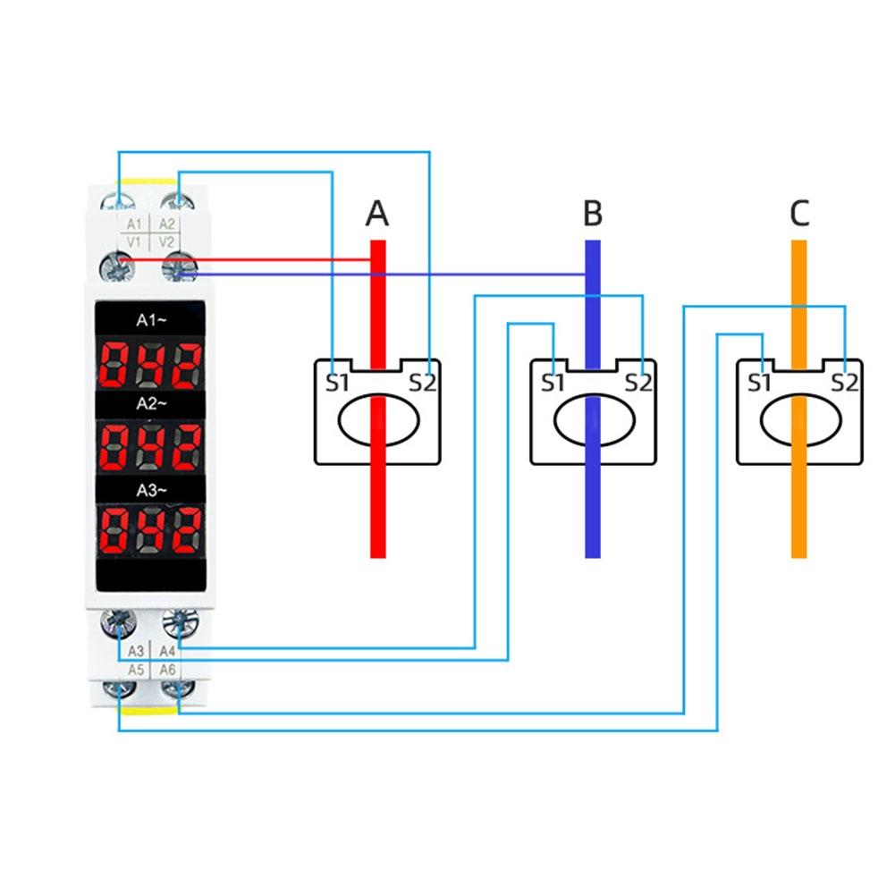 Din 35mm Standard Guide Rail Tools Long Three-phase Ammeter