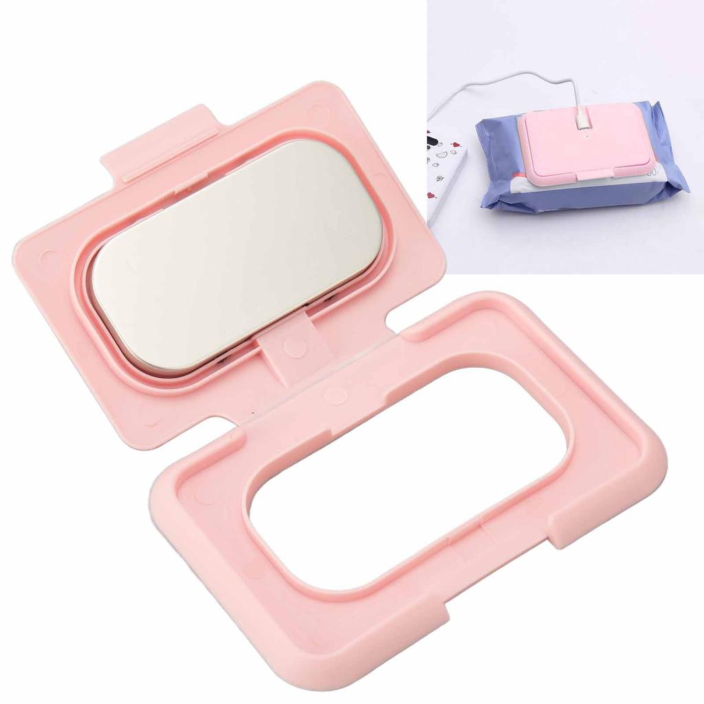 Baby Wipe Warmer Constant Temperature Evenly Heating Portable USB Wet Wipe Heater Pink