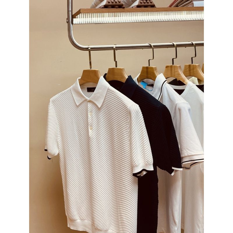 Pure Cotton Polo Shirt Short-Sleeved Men's Summer Shirt Slim Fit Lapel T-Shirt Export Casual All-Cotton Collared T-Shirt