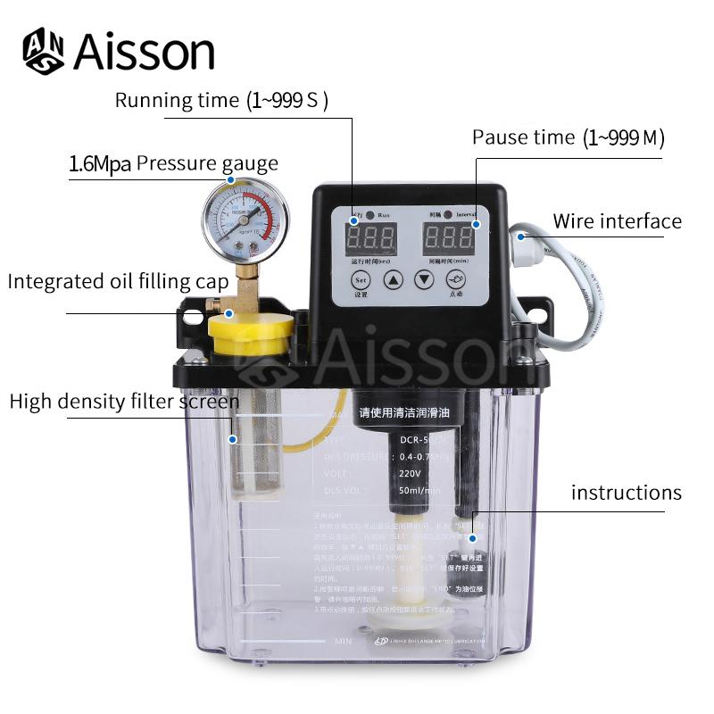 0.5L 1L 2 Liters Automatic CNC Electromagnetic Lubrication Oil Pump Lubricator 220V DCR50