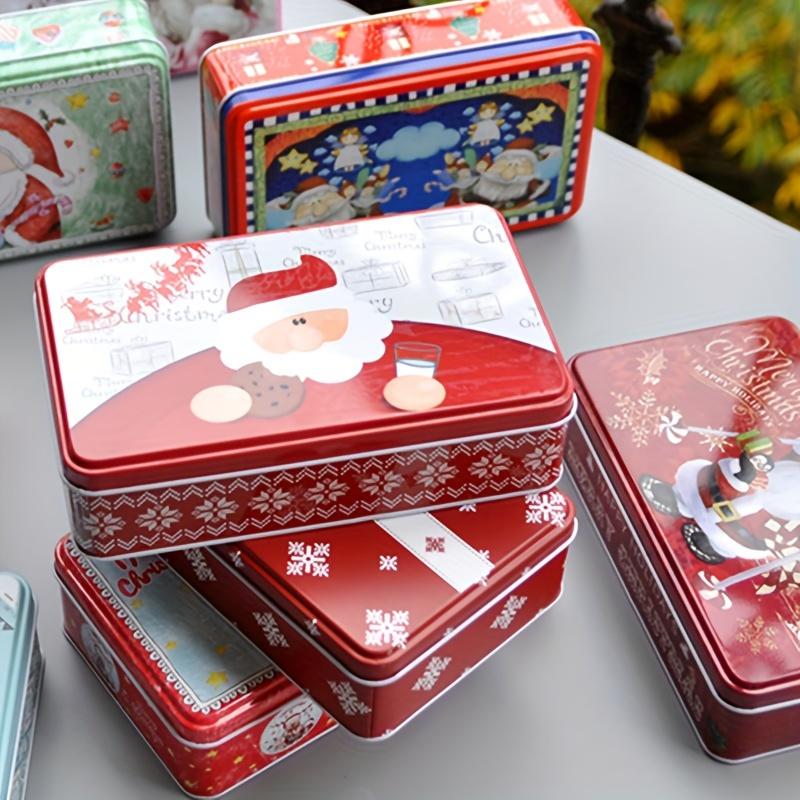 Cartoon Christmas Candy Storage Box Tin Box Container with Lid Flip Top Tin Candy Jewelry Gift Tin Cans Storage Organizer Decor