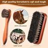 2pcs Horsehair Shine Shoes Brush Kit Polish Dauber Applicators Cleaning Leather Shoes Boots Care Brushes Suede Cleaner Brush
