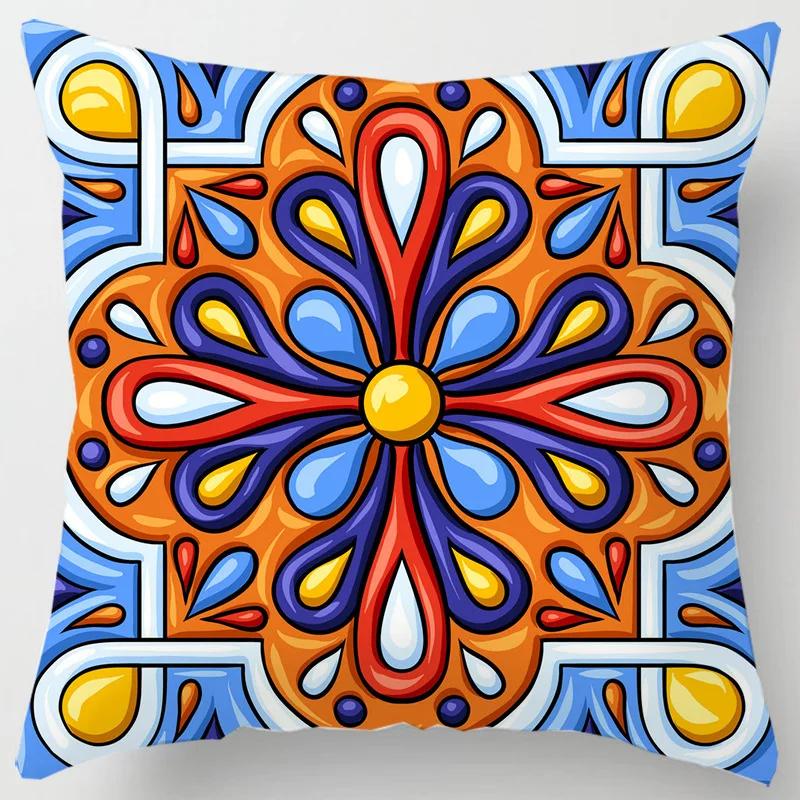 Colorful national floral antique porcelain print Pillowcase Comfortable sofa car Seat cushion cover Bohemian Hippie home decor