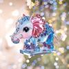 Auto Hanger met Lanyard Sprankelende Strass Steentjes 2D Acryl Olifant Ontwerp Kleurverloop Mini Acryl Ornament Sleutel Bureau