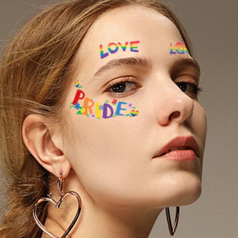 10sheets Rainbow Face Stickers| Colorful Heart, Butterfly, Flower & Swan Designs| Party Festival Temporary Tattoos & Body Art