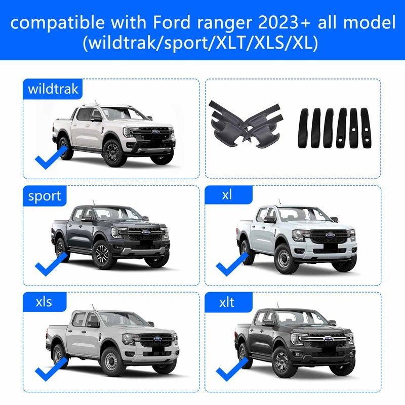 For Ford Ranger Raptor  2024 T9 Wildtrak XLS Door Handle Cover Inner Cap Guard Set for Ford Ranger Car Styling Accessories