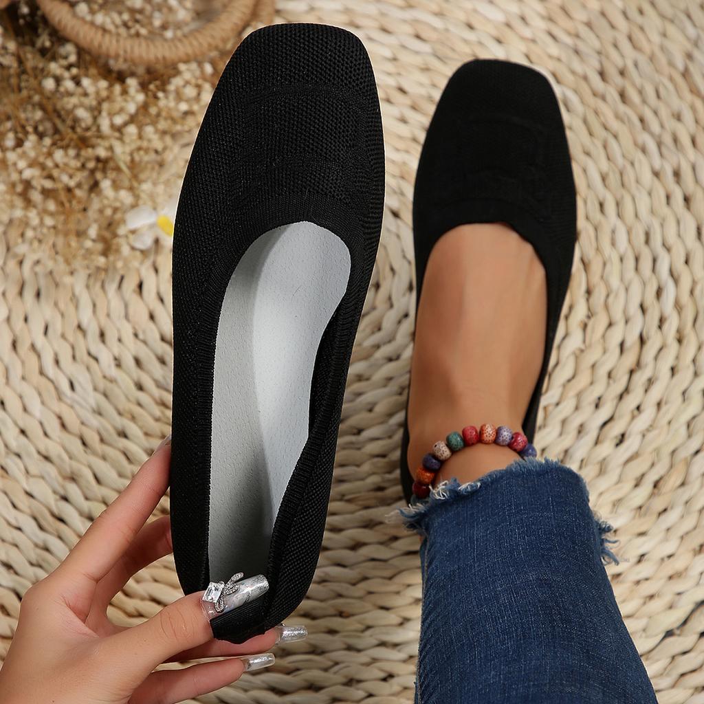 Women's Casual Single Shoes Shallow Mouth Single Shoes Round Head Soft Sole Knitted Shoes Mother Shoes Single Shoes